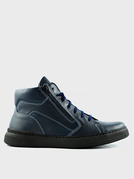 Męskie Wysokie Skórzane Sneakersy Desque Granat