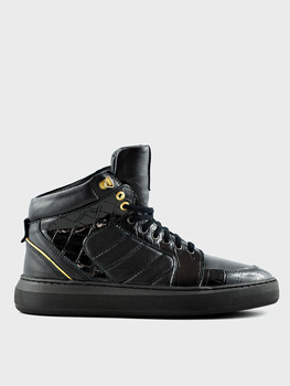Męskie Wysokie Skórzane Sneakersy Desque Czarne